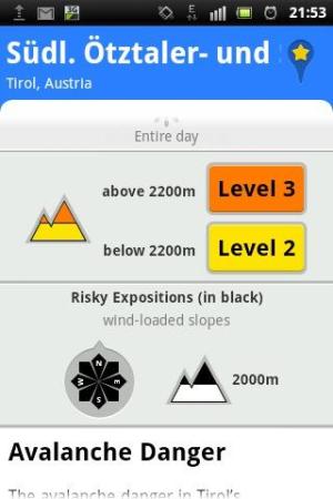 Snow Safe - Hlavicka predpovedi pro oblast